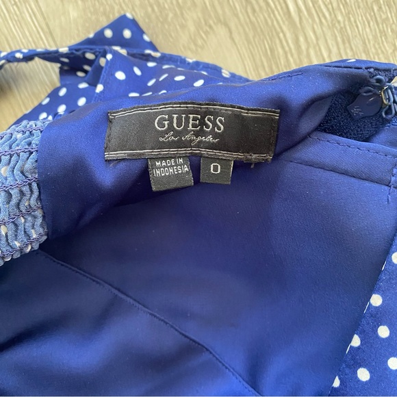 GUESS | Mary Stella boho blue polka dot mini dress - Picture 11 of 16